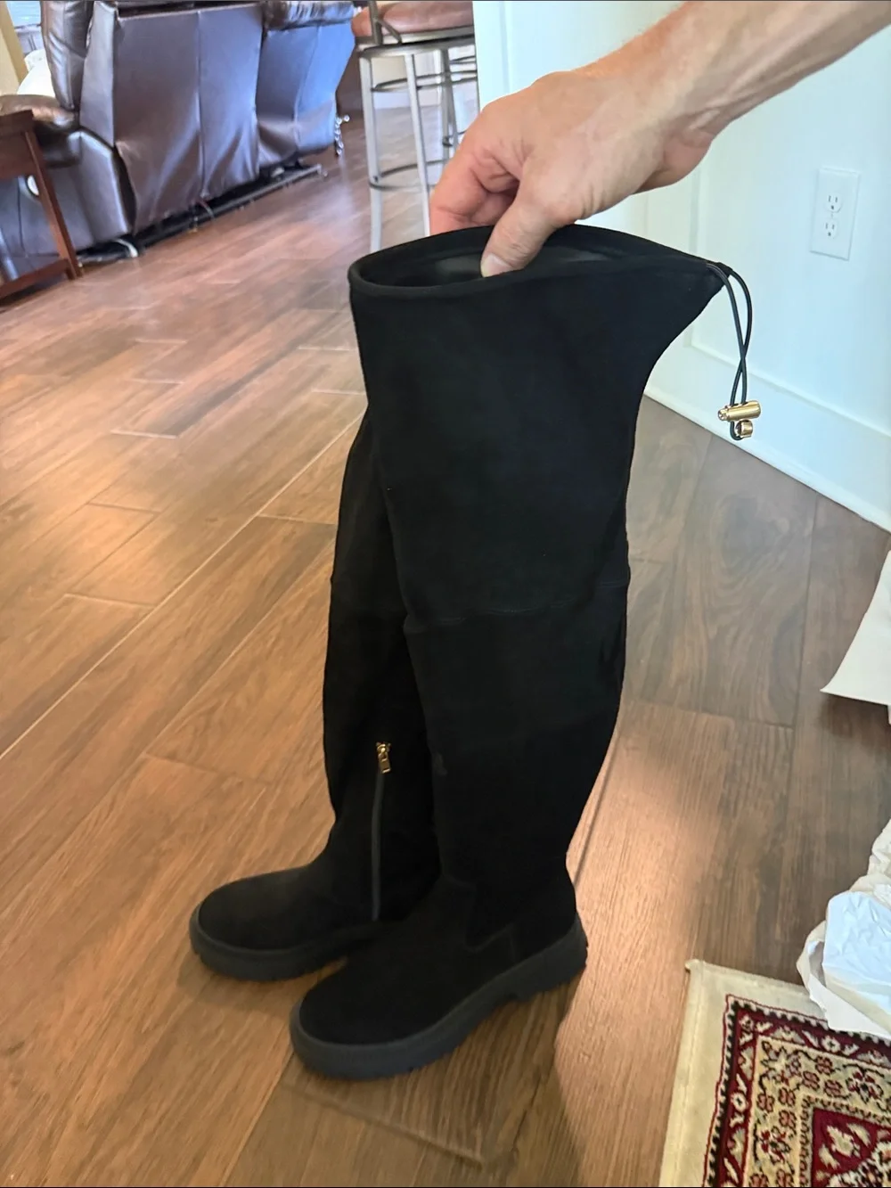 Coach Black Suede Over-the-Knee Lug Sole Boots